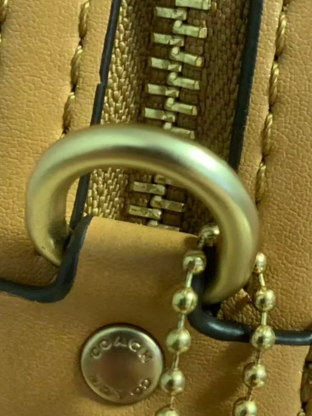 Pink Coach Signature Handbag with Leather Details